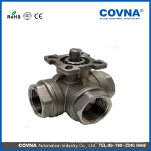 3 way ball valve with mounting pad L/T Type With ISO5211 Mounting Pad SS304 material DN15 half inch ball valve with good quality